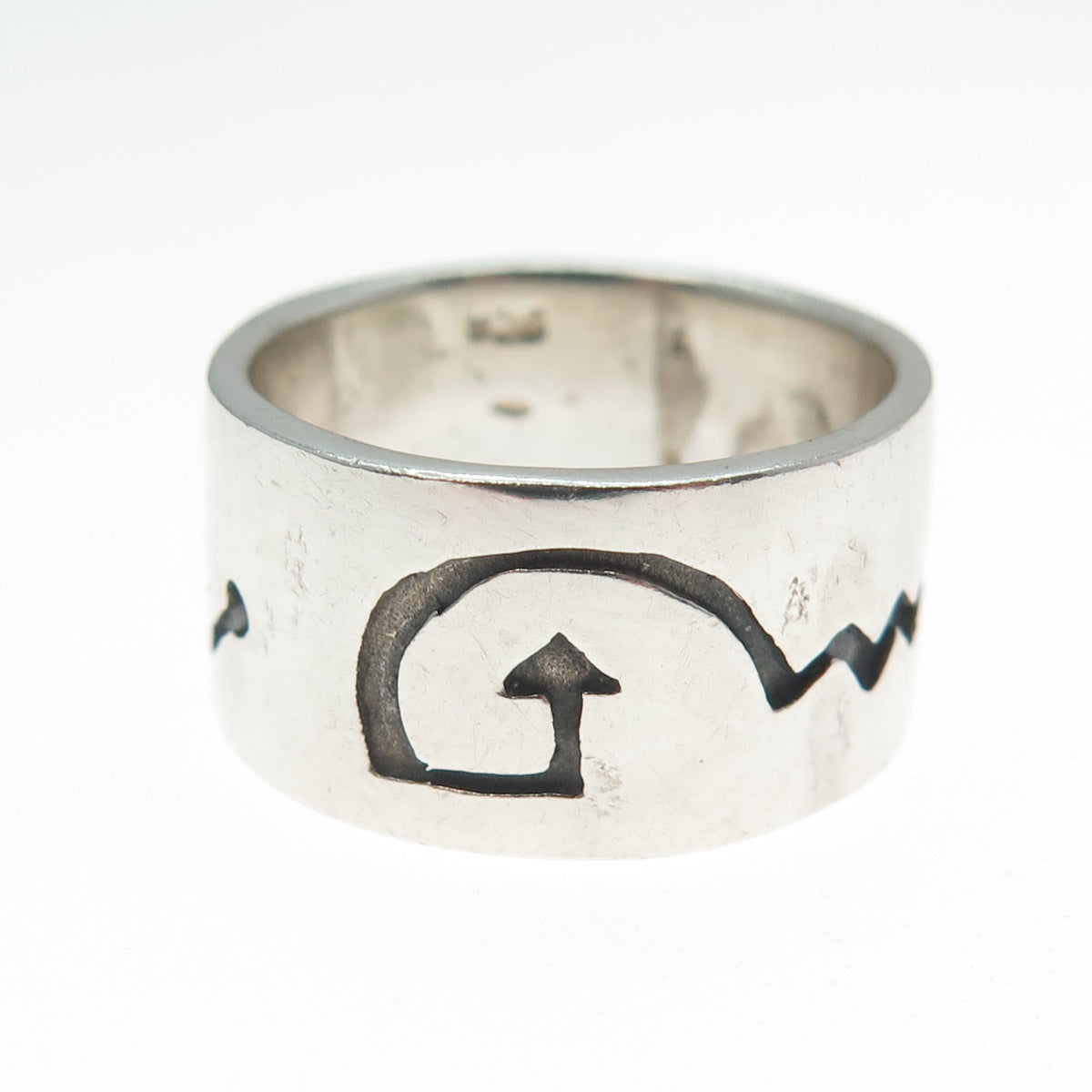 925 Sterling Silver Vintage Ethnic Arrow Band Ring Size 7.5