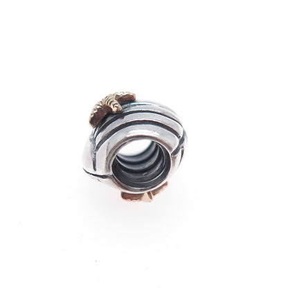 PANDORA 925 Sterling Silver & Gold Starfish Seashell Slide Bead Charm