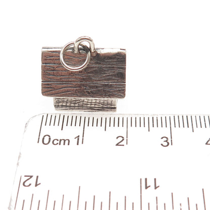 925 Sterling Silver Vintage Dog House Oxidized 3D Charm Pendant