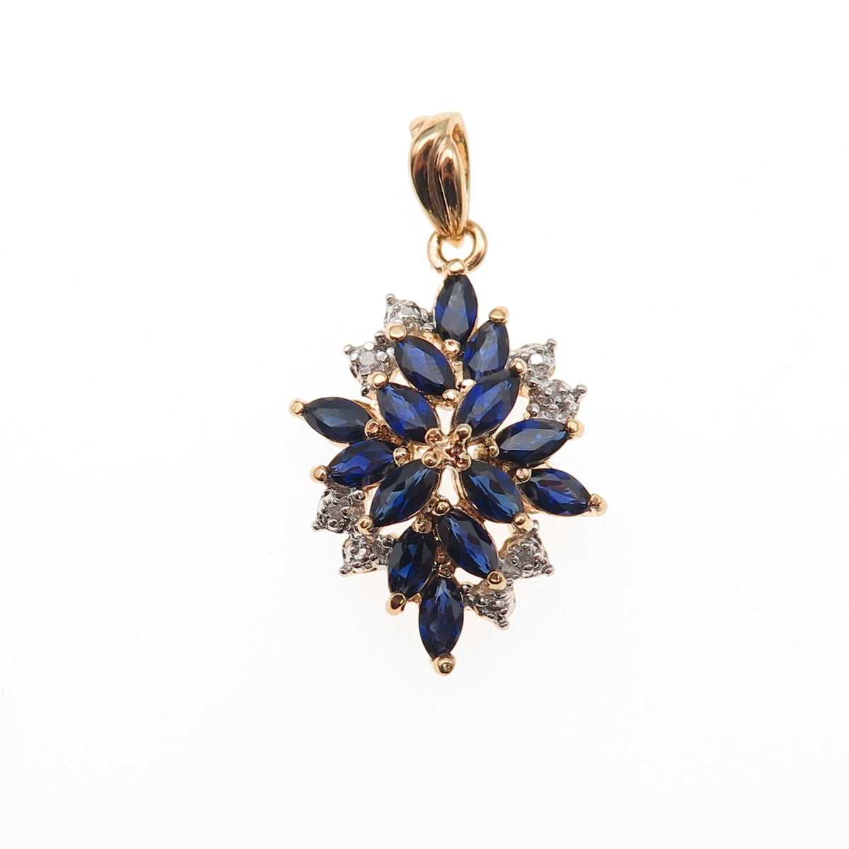 Ross Simons 925 Sterling Gold Plated Real Diamond & Lab-Created Sapphire Pendant