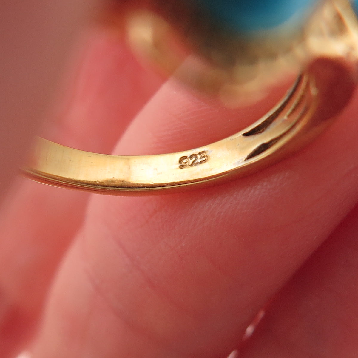 Chuck Clemency Sterling Silver Gold Plated Turquoise Apatite Topaz Ring Size 8.5