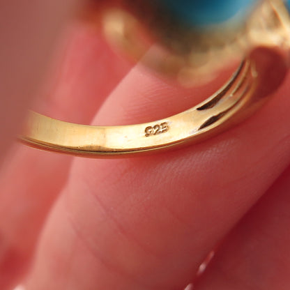 Chuck Clemency Sterling Silver Gold Plated Turquoise Apatite Topaz Ring Size 8.5