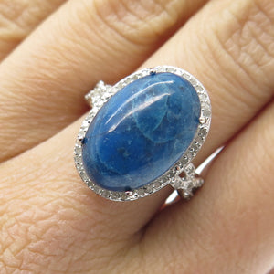 925 Sterling Silver Real White Diamond & Apatite Infinity Ring Size 7.75