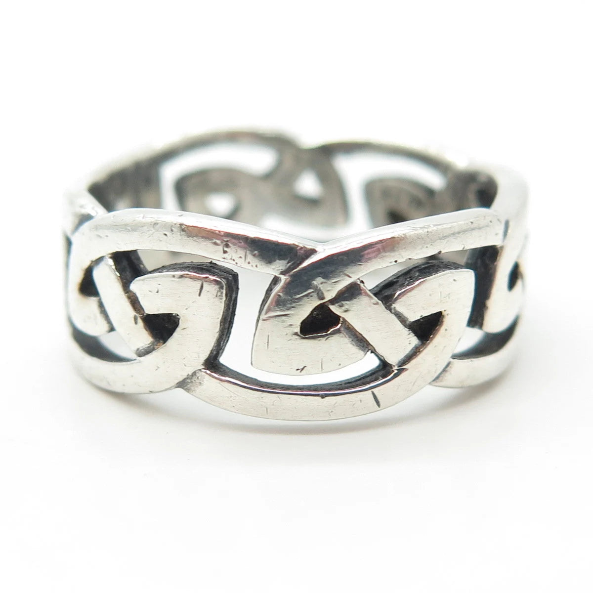 925 Sterling Silver Vintage Mexico Celtic Band Ring Size 11.25