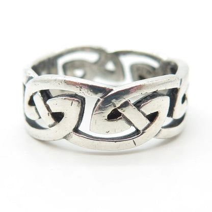 925 Sterling Silver Vintage Mexico Celtic Band Ring Size 11.25