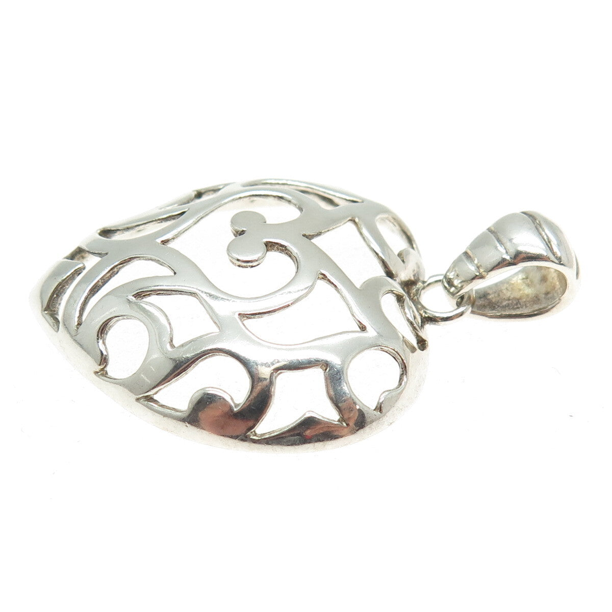 MILOR 925 Sterling Silver Vintage Italy Ornate Heart Pendant