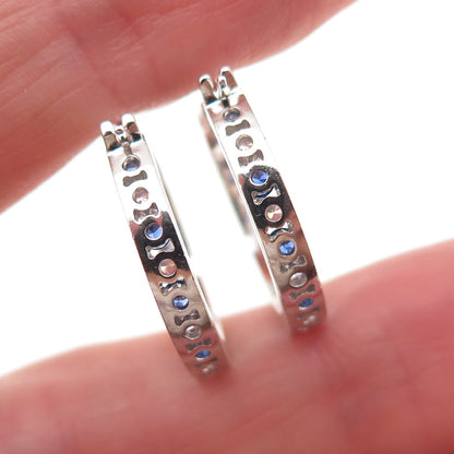 Jacmel Mauritius Sterling Silver Lab-Created Sapphire C Z In & Out Hoop Earrings