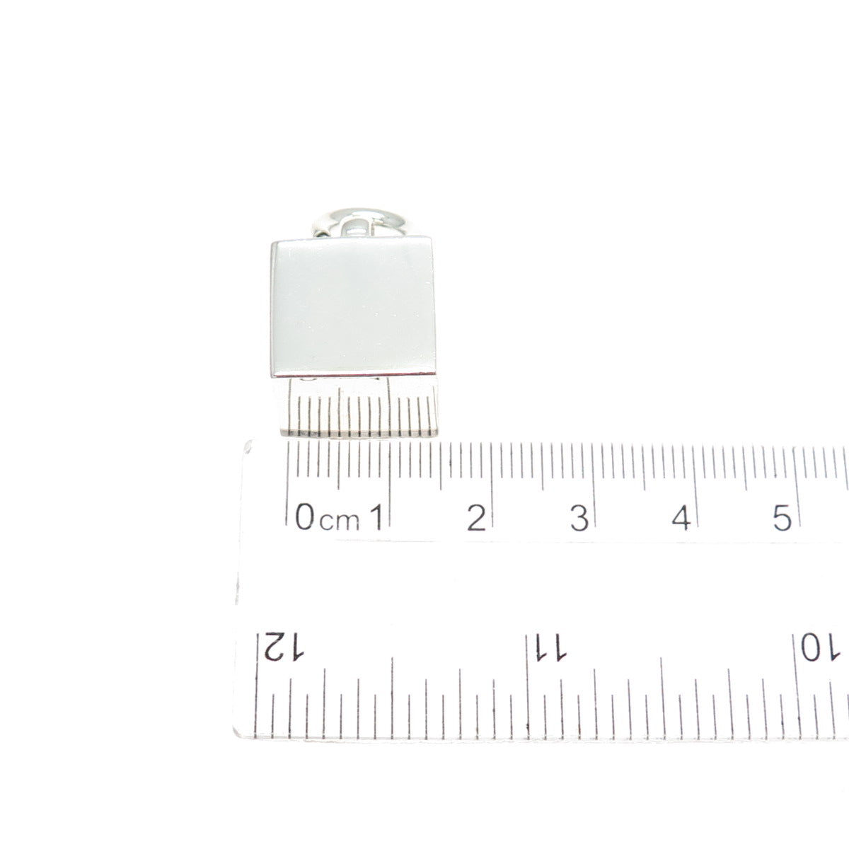 925 Sterling Silver Vintage Cube Spring Ring Mini 3D Charm Pendant