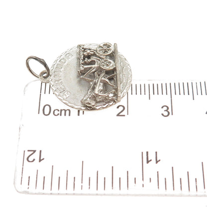 CREA 925 Sterling Silver Vintage Bermuda Carriage Mini Charm Pendant