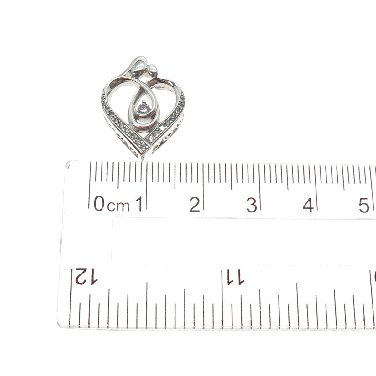 KENDRA SCOTT Sterling Silver Real Diamond Mom & Child Heart Mini Slide Pendant