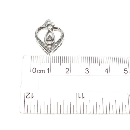 KENDRA SCOTT Sterling Silver Real Diamond Mom & Child Heart Mini Slide Pendant