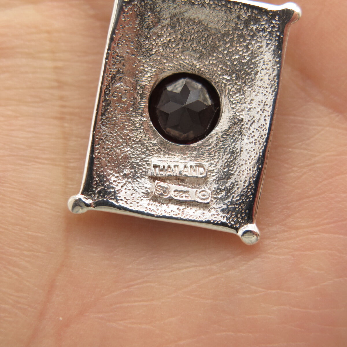 925 Sterling Silver Real Red Garnet & Citrine Gemstone Pendant