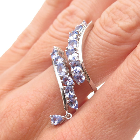 Chuck Clemency 925 Sterling Silver Real Tanzanite Bypass Ring Size 6.25