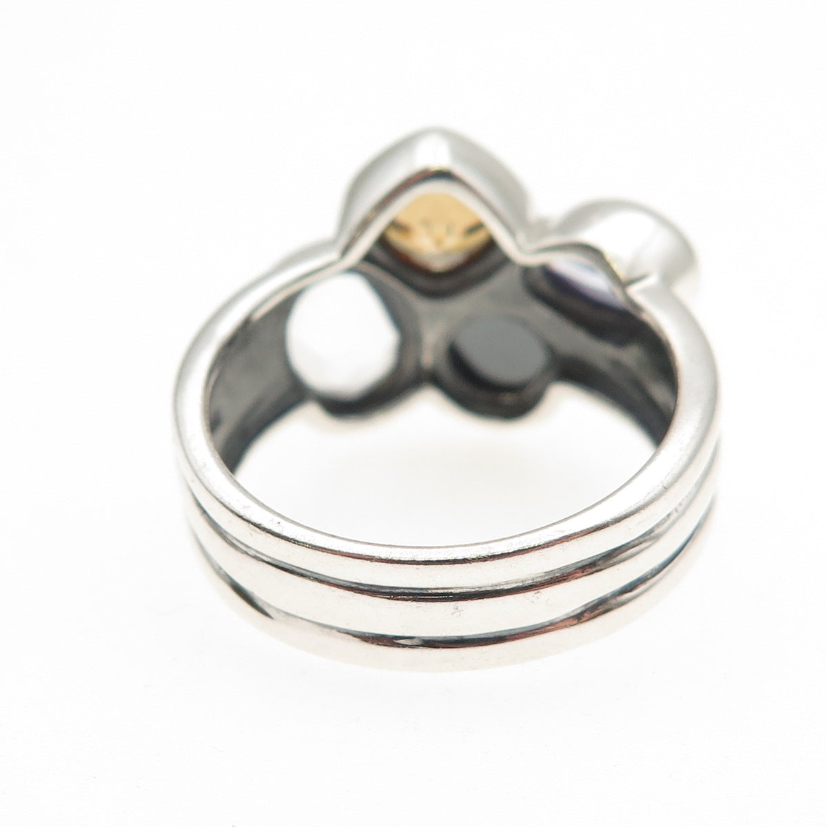 Silpada 925 Sterling Silver Vintage Real Hematite Quartz & C Z Ring Size 8.25