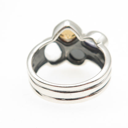 Silpada 925 Sterling Silver Vintage Real Hematite Quartz & C Z Ring Size 8.25