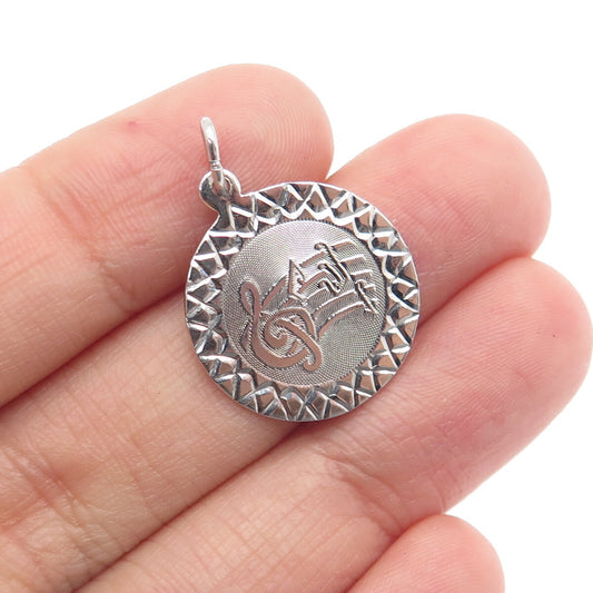 JEANOR 925 Sterling Silver Vintage Music Notes Minimalist Charm Pendant