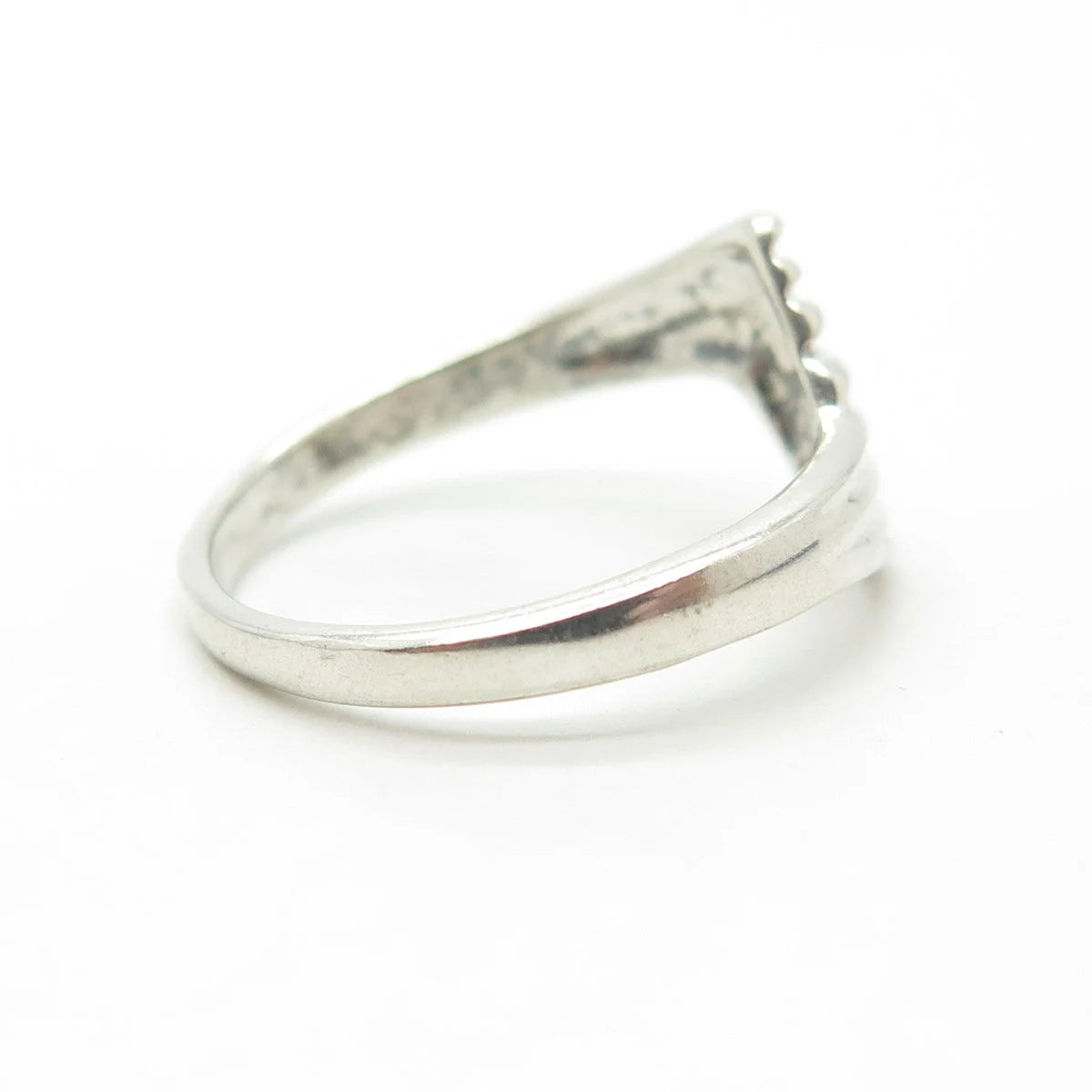 925 Sterling Silver Vintage Modernist Bypass Cocktail Ring Size 6.75