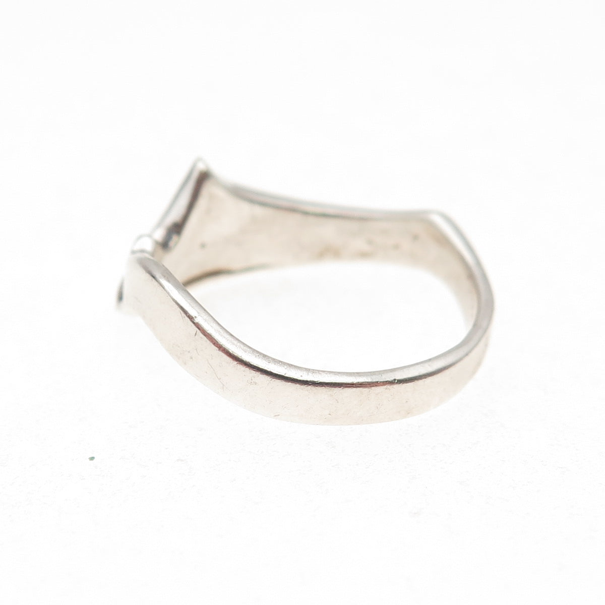 925 Sterling Silver Vintage Modernist Mountains Ring Size 7.75