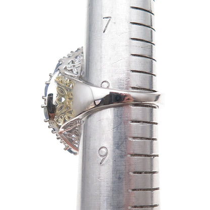 Chuck Clemency 925 Sterling Silver 2-Tone Real Oval-Cut Tanzanite Ring Size 8.25