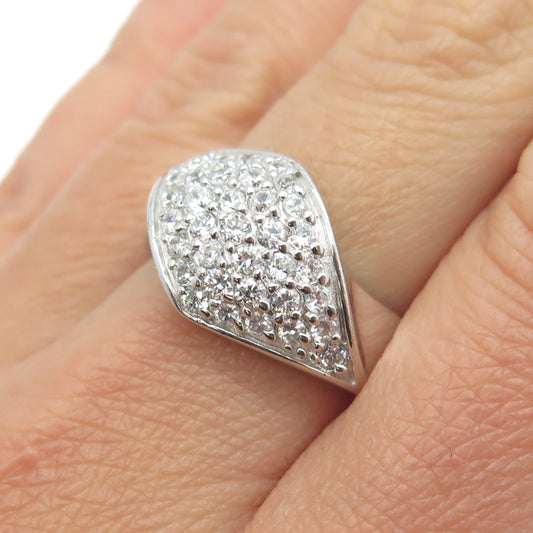 925 Sterling Silver Pave C Z Ring Size 8.25