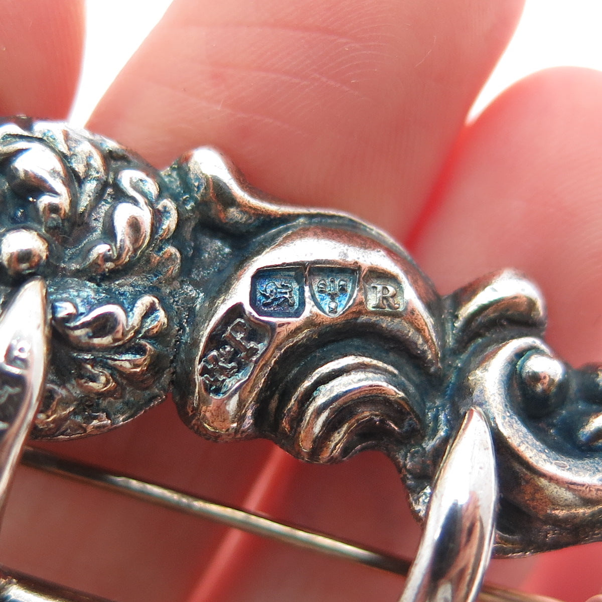 ROBERT PRINGLE & SONS Sterling Antique 1900 Birmingham Belt Buckle Pin Brooch