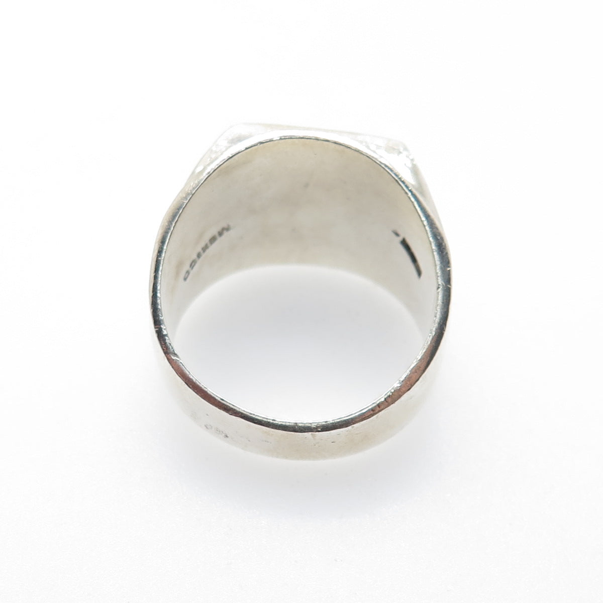 925 Sterling Silver Vintage Mexico Real Sodalite Modernist Ring Size 11.25