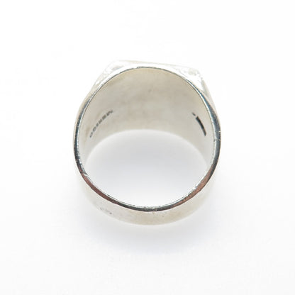925 Sterling Silver Vintage Mexico Real Sodalite Modernist Ring Size 11.25