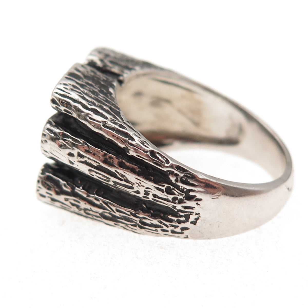 925 Sterling Silver Vintage Modernist Oxidized Ring Size 9.75