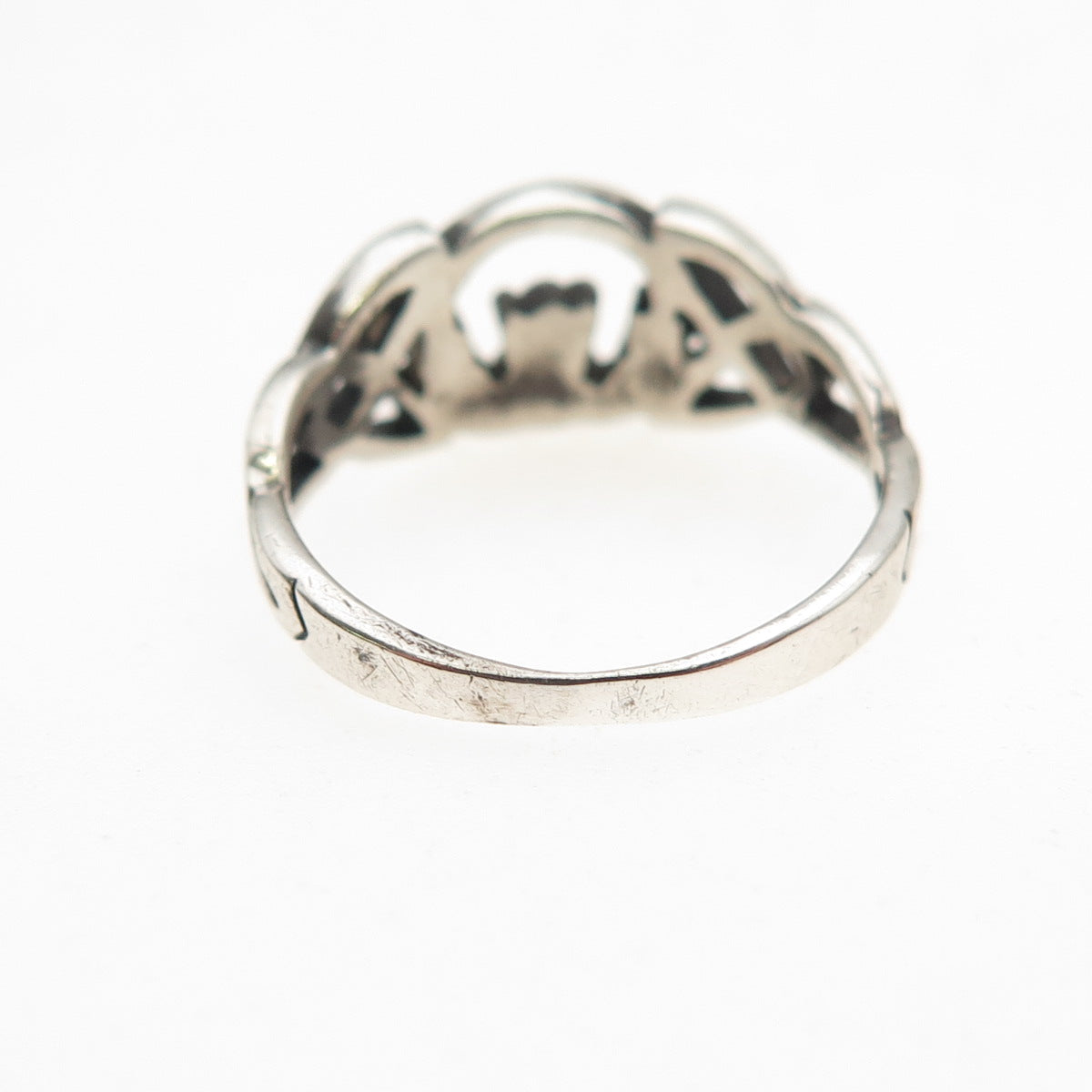 925 Sterling Silver Vintage Irish Claddagh Oxidized Ring Size 4