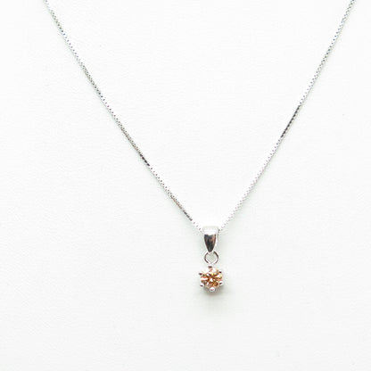 925 Sterling Silver Swarovski Champagne-Crystal Box Chain Necklace 16-18"