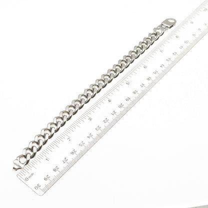925 Sterling Silver Vintage Italy Cuban Link Bracelet 8.25"