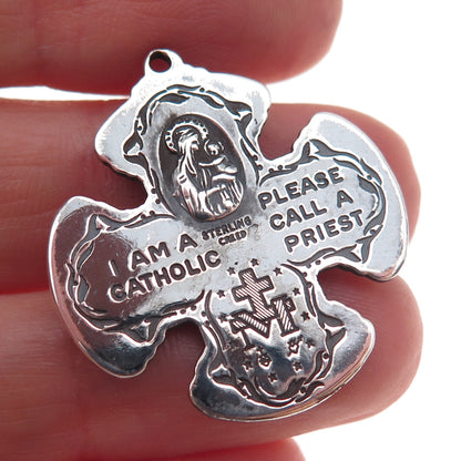 Creed 925 Sterling Silver Antique Art Deco 4-Way Cross Oxidized Pendant