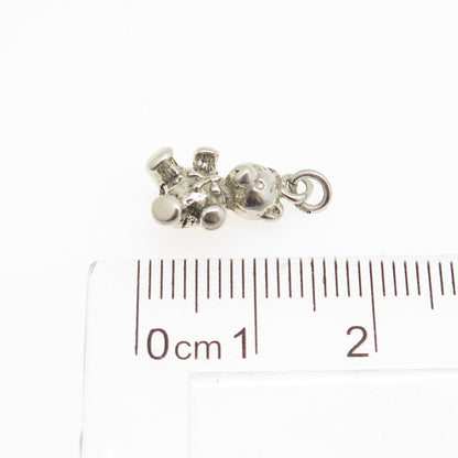 925 Sterling Silver Vintage Teddy Bear Minimalist 3D Charm Pendant