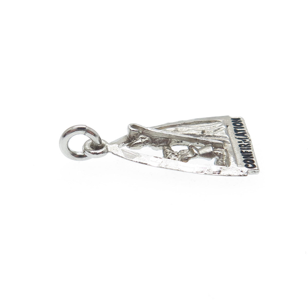 925 Sterling Silver Vintage Confirmation Oxidized Minimalist Charm Pendant