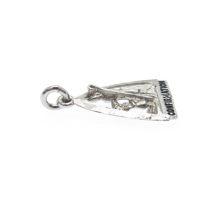 925 Sterling Silver Vintage Confirmation Oxidized Minimalist Charm Pendant