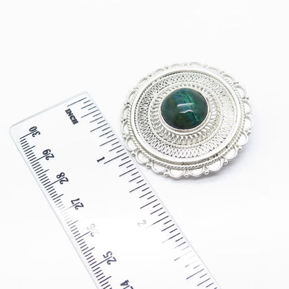 925 Sterling Silver Vintage Israel Eilat Gem Eternal Curve Pin Brooch / Pendant