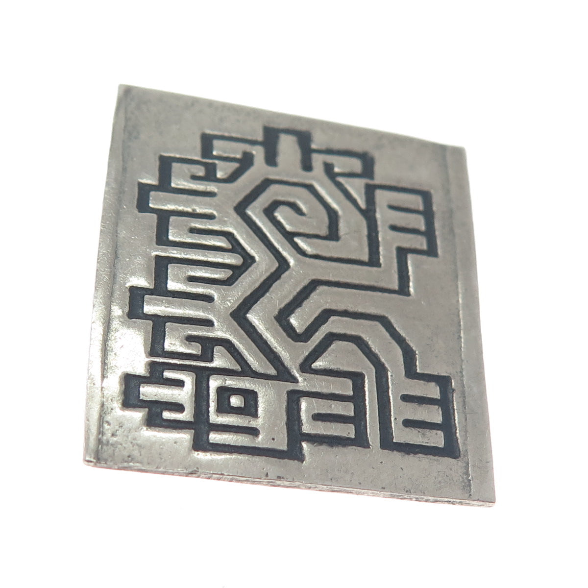 Old Pawn 925 Sterling Silver Vintage Southwestern Maze Oxidized Pin Brooch