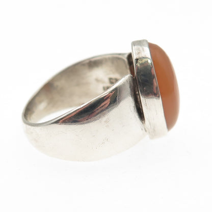 925 Sterling Silver Vintage Real Opal Modernist Oxidized Ring Size 5.5