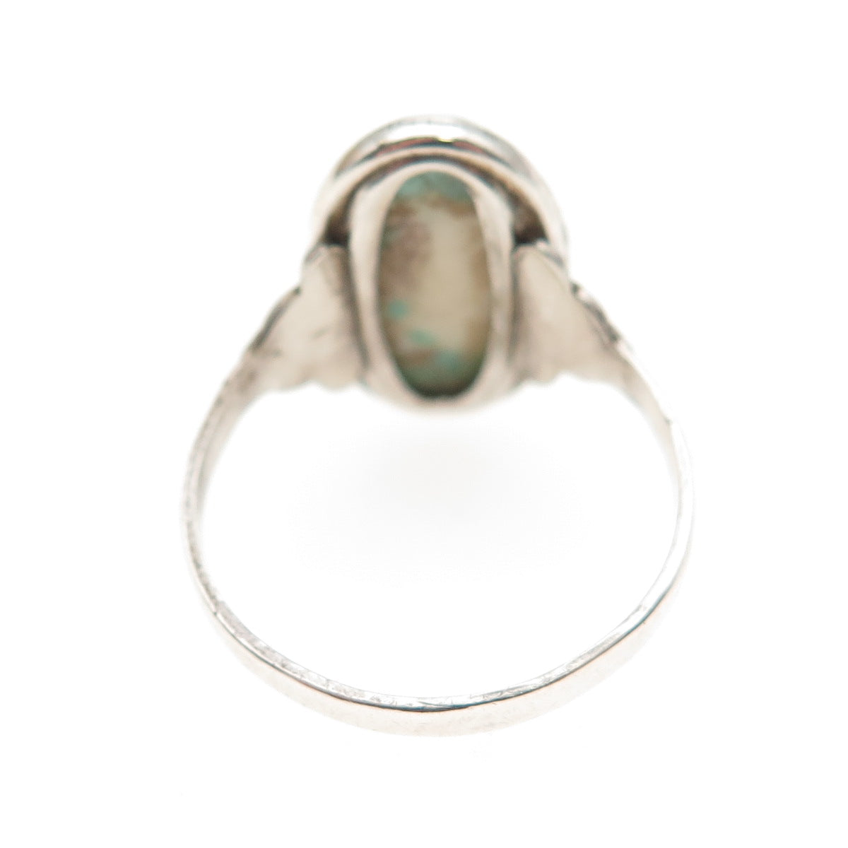 UNCAS 925 Sterling Silver Antique Art Deco Faux Turquoise Oxidized Ring Size 8