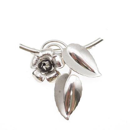 FORSTNER 925 Sterling Silver Vintage Rose Flower Pin Brooch