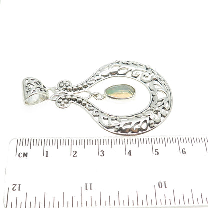 ARYA 925 Sterling Silver Vintage Real Opal Floral Modernist Pendant