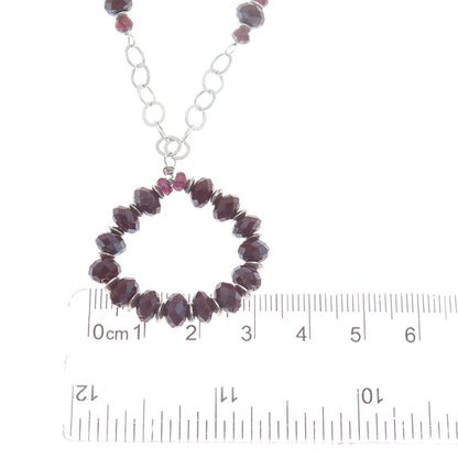 925 Sterling Silver Vintage Real Carnelian & Tourmaline Rolo Chain Necklace 20"