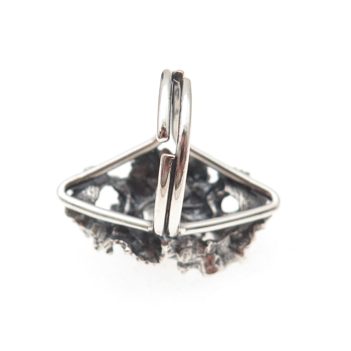 Beau 925 Sterling Silver Vintage Modernist Oxidized Adjustable Ring Size 5.5