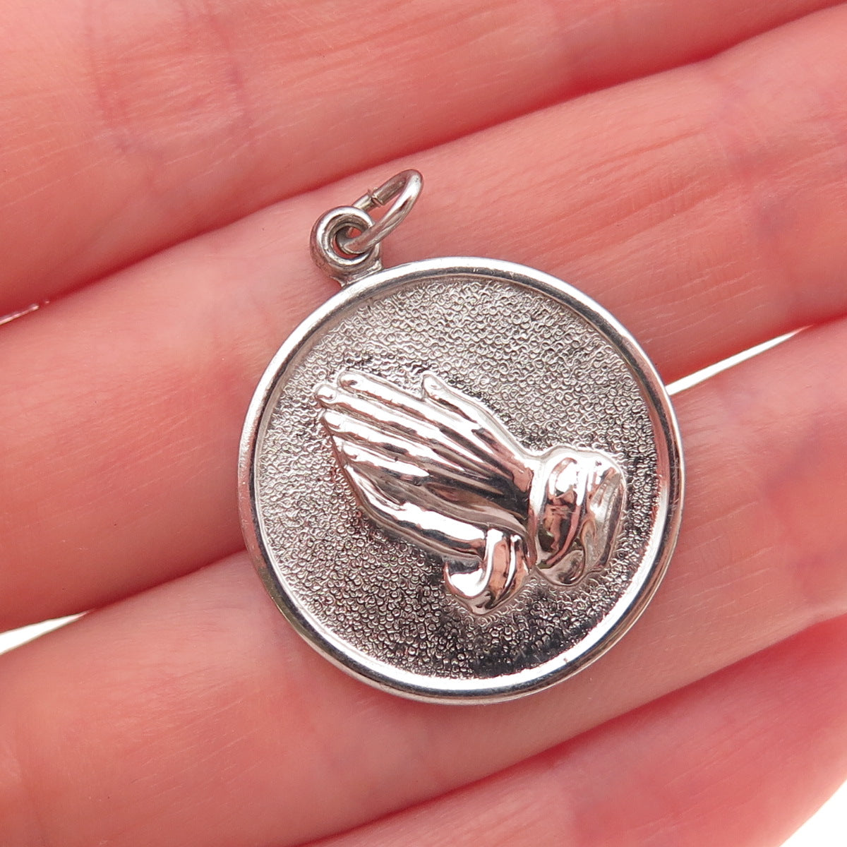 925 Sterling Silver Vintage Prayer Hands Religious Charm Pendant