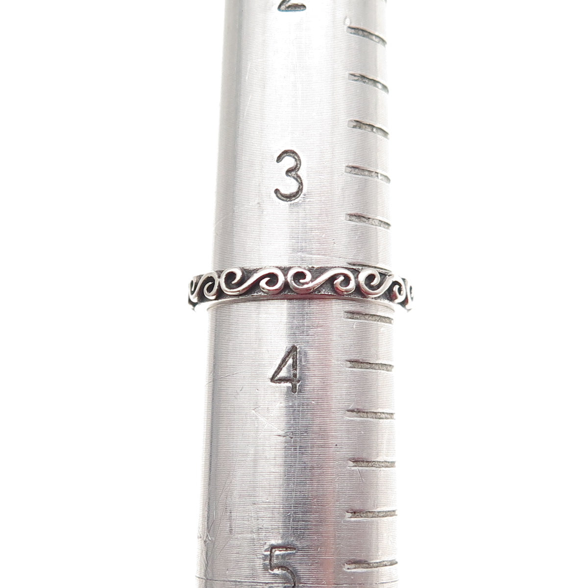 925 Sterling Silver Vintage Swirl Stackable Oxidized Band Ring Size 3.75