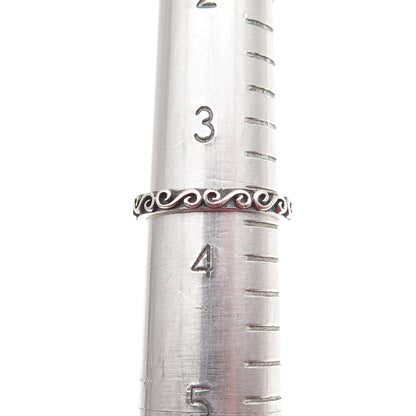 925 Sterling Silver Vintage Swirl Stackable Oxidized Band Ring Size 3.75