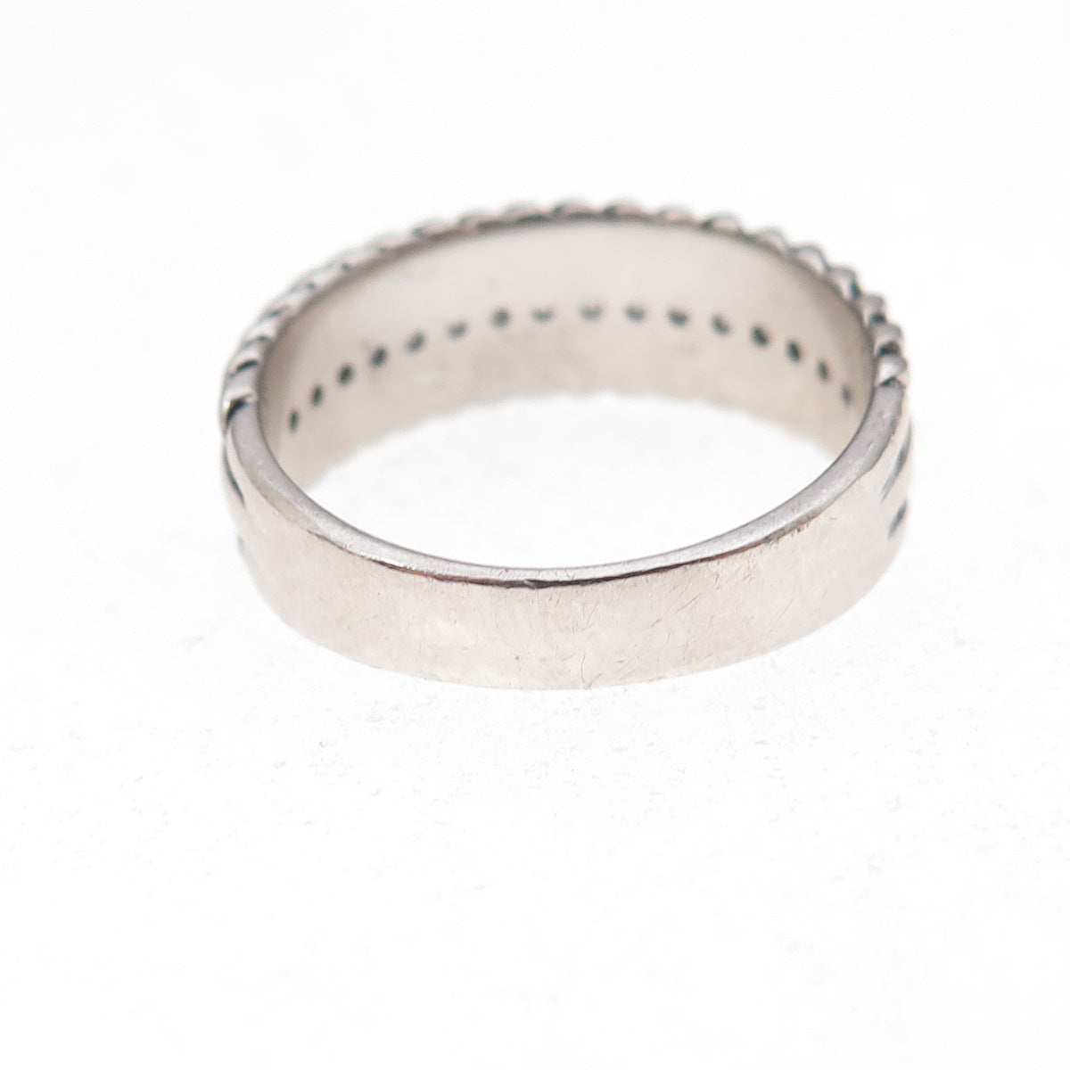 925 Sterling Silver 14K Gold Vintage Round-Cut C Z Oxidized Ring Size 7