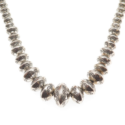 Old Pawn 925 Sterling Silver Vintage Graduated Navajo Pearls Chain Necklace 28"