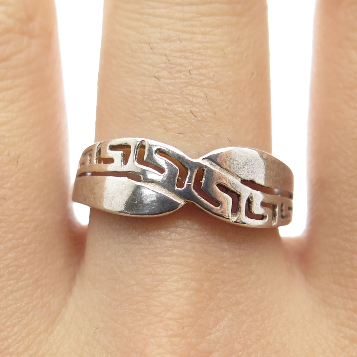 925 Sterling Silver Vintage Greek Maze Infinity Ring Size 6.25