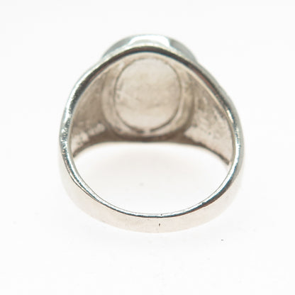 925 Sterling Silver Vintage Real Black Onyx Dragon Oxidized Ring Size 10.25